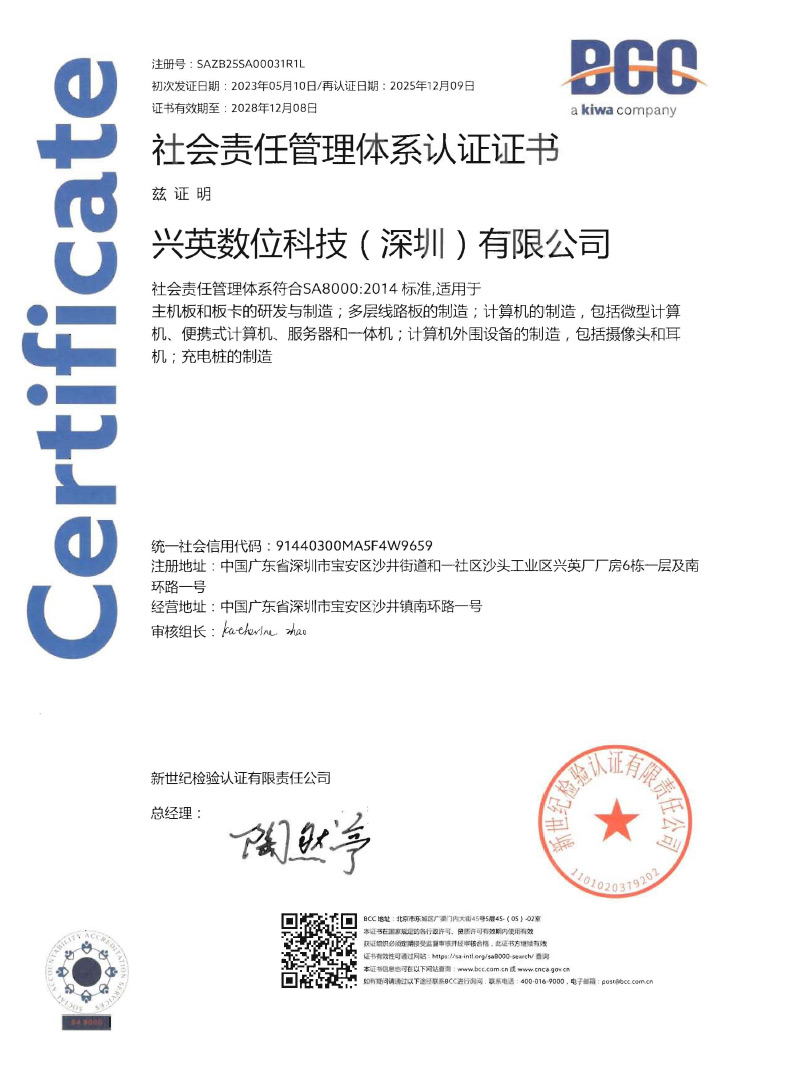 Golden Elite SA8000 Certificate