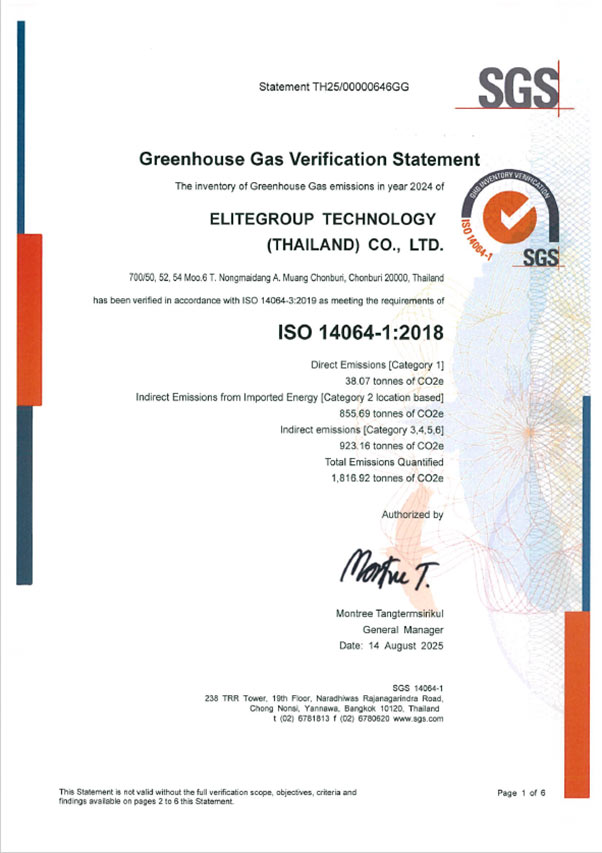 ECS ISO 14064-1 Certificate